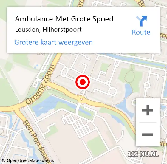Locatie op kaart van de 112 melding: Ambulance Met Grote Spoed Naar Leusden, Hilhorstpoort op 31 mei 2016 13:04