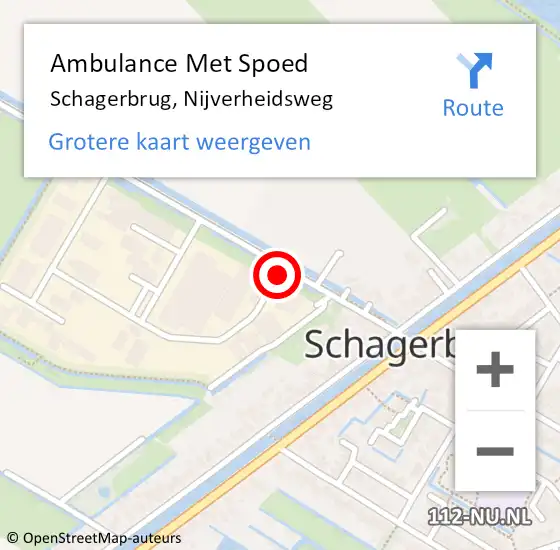 Locatie op kaart van de 112 melding: Ambulance Met Spoed Naar Schagerbrug, Nijverheidsweg op 31 mei 2016 13:25