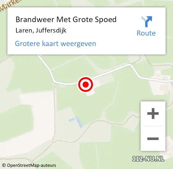 Locatie op kaart van de 112 melding: Brandweer Met Grote Spoed Naar Laren, Juffersdijk op 16 december 2013 18:41