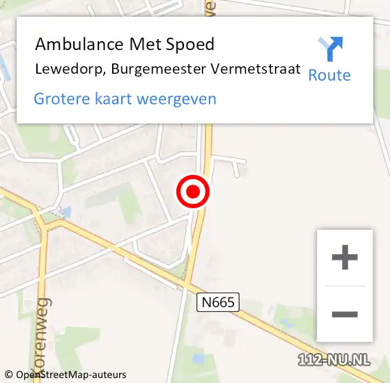 Locatie op kaart van de 112 melding: Ambulance Met Spoed Naar Lewedorp, Burgemeester Vermetstraat op 31 mei 2016 13:44