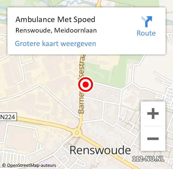 Locatie op kaart van de 112 melding: Ambulance Met Spoed Naar Renswoude, Meidoornlaan op 31 mei 2016 13:54