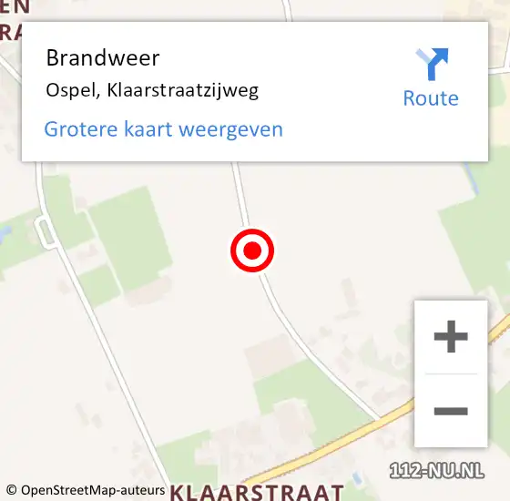 Locatie op kaart van de 112 melding: Brandweer Ospel, Klaarstraatzijweg op 31 mei 2016 14:12