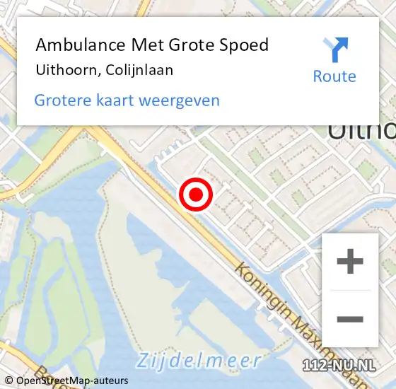 Locatie op kaart van de 112 melding: Ambulance Met Grote Spoed Naar Uithoorn, Colijnlaan op 31 mei 2016 14:16