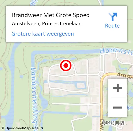 Locatie op kaart van de 112 melding: Brandweer Met Grote Spoed Naar Amstelveen, Prinses Irenelaan op 31 mei 2016 14:35