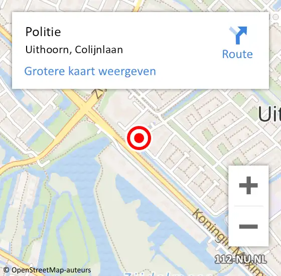 Locatie op kaart van de 112 melding: Politie Uithoorn, Colijnlaan op 31 mei 2016 14:37