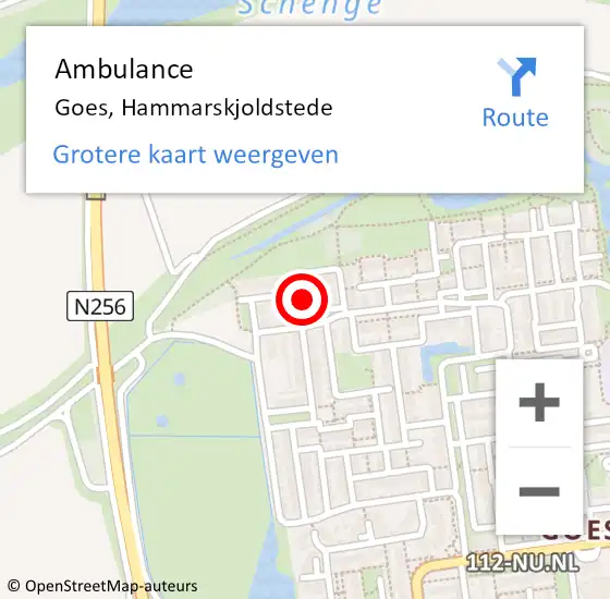 Locatie op kaart van de 112 melding: Ambulance Goes, Hammarskjoldstede op 31 mei 2016 14:40