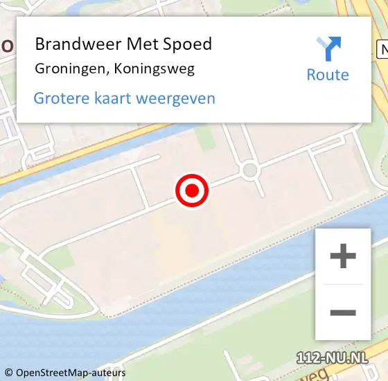 Locatie op kaart van de 112 melding: Brandweer Met Spoed Naar Groningen, Koningsweg op 31 mei 2016 15:10