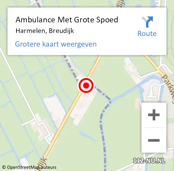 Locatie op kaart van de 112 melding: Ambulance Met Grote Spoed Naar Harmelen, Breudijk op 31 mei 2016 15:51