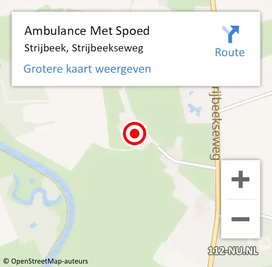 Locatie op kaart van de 112 melding: Ambulance Met Spoed Naar Strijbeek, Strijbeekseweg op 31 mei 2016 15:56