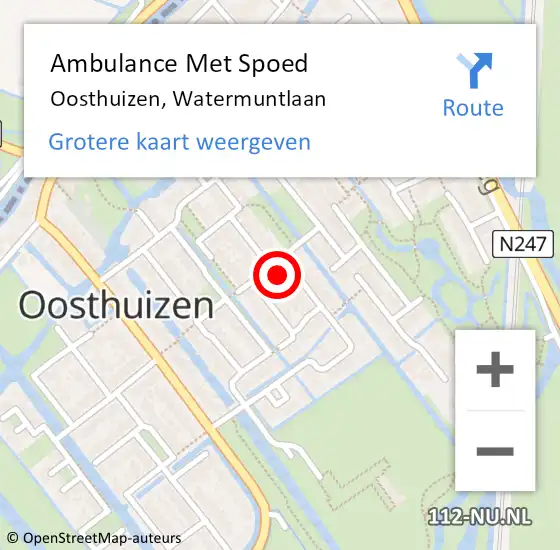 Locatie op kaart van de 112 melding: Ambulance Met Spoed Naar Oosthuizen, Watermuntlaan op 31 mei 2016 15:58