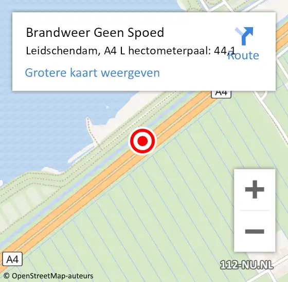 Locatie op kaart van de 112 melding: Brandweer Geen Spoed Naar Leidschendam, A4 L hectometerpaal: 44,1 op 31 mei 2016 16:07