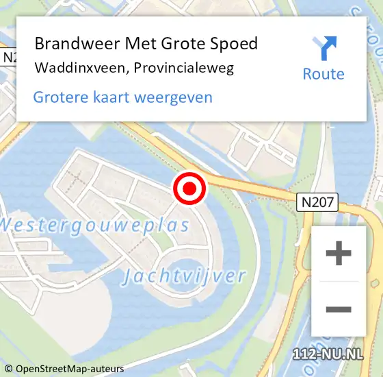 Locatie op kaart van de 112 melding: Brandweer Met Grote Spoed Naar Waddinxveen, Provincialeweg op 31 mei 2016 16:26