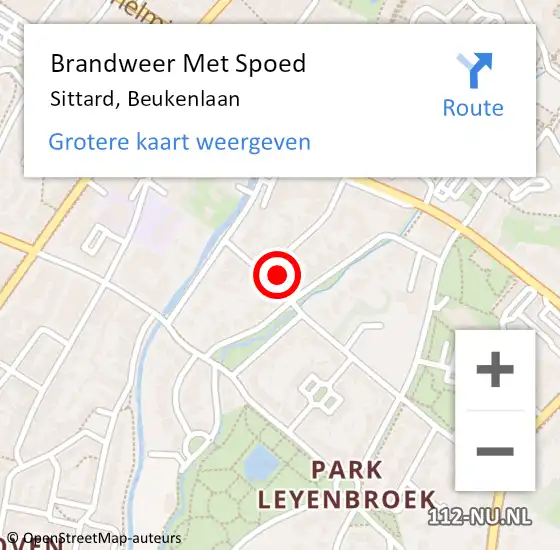 Locatie op kaart van de 112 melding: Brandweer Met Spoed Naar Sittard, Beukenlaan op 31 mei 2016 16:28