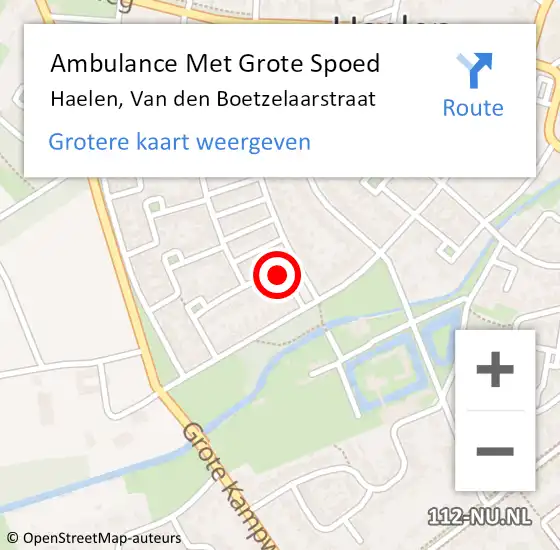 Locatie op kaart van de 112 melding: Ambulance Met Grote Spoed Naar Haelen, Van den Boetzelaarstraat op 31 mei 2016 16:31