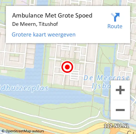 Locatie op kaart van de 112 melding: Ambulance Met Grote Spoed Naar De Meern, Titushof op 31 mei 2016 16:44