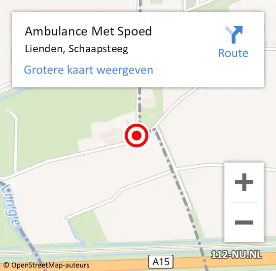 Locatie op kaart van de 112 melding: Ambulance Met Spoed Naar Lienden, Schaapsteeg op 31 mei 2016 16:53