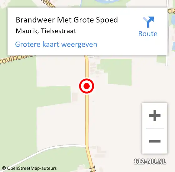 Locatie op kaart van de 112 melding: Brandweer Met Grote Spoed Naar Maurik, Tielsestraat op 31 mei 2016 17:48