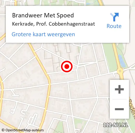 Locatie op kaart van de 112 melding: Brandweer Met Spoed Naar Kerkrade, Prof. Cobbenhagenstraat op 31 mei 2016 17:57