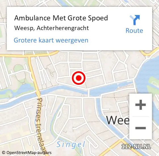 Locatie op kaart van de 112 melding: Ambulance Met Grote Spoed Naar Weesp, Achterherengracht op 16 december 2013 19:22