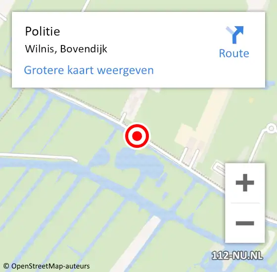 Locatie op kaart van de 112 melding: Politie Wilnis, Bovendijk op 31 mei 2016 18:48