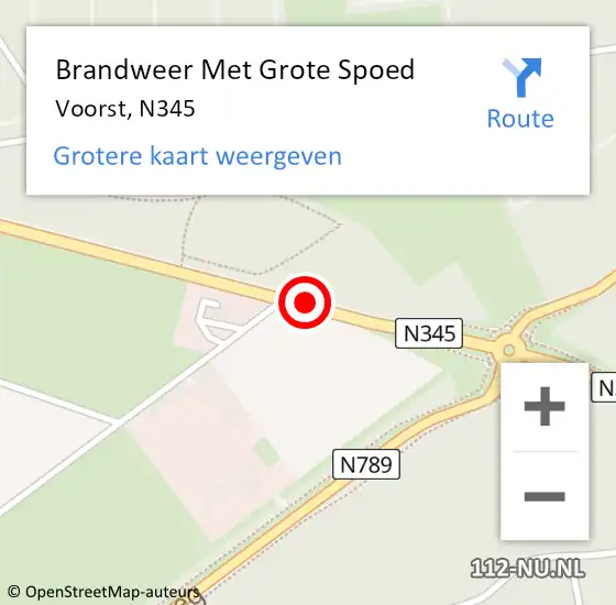 Locatie op kaart van de 112 melding: Brandweer Met Grote Spoed Naar Voorst, N345 op 31 mei 2016 18:50