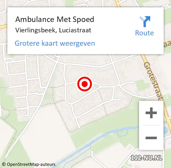 Locatie op kaart van de 112 melding: Ambulance Met Spoed Naar Vierlingsbeek, Luciastraat op 31 mei 2016 19:42