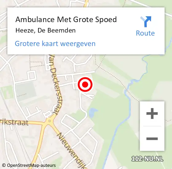 Locatie op kaart van de 112 melding: Ambulance Met Grote Spoed Naar Heeze, De Beemden op 31 mei 2016 19:56