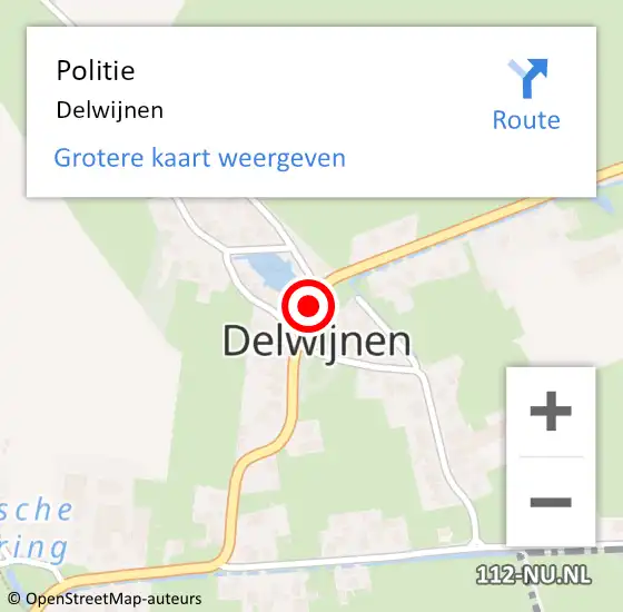 Locatie op kaart van de 112 melding: Politie Delwijnen op 31 mei 2016 20:52