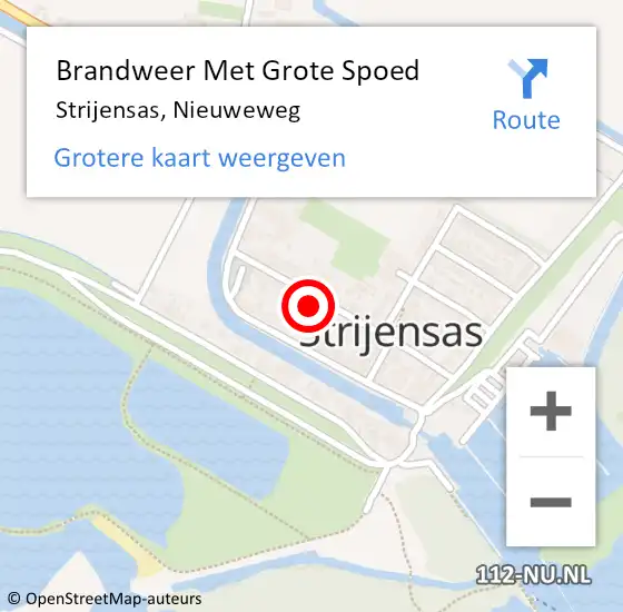 Locatie op kaart van de 112 melding: Brandweer Met Grote Spoed Naar Strijensas, Nieuweweg op 31 mei 2016 22:05