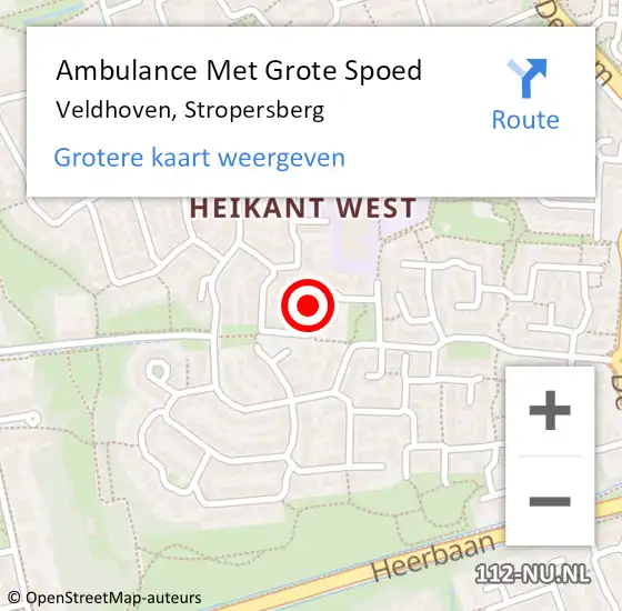 Locatie op kaart van de 112 melding: Ambulance Met Grote Spoed Naar Veldhoven, Stropersberg op 31 mei 2016 22:22