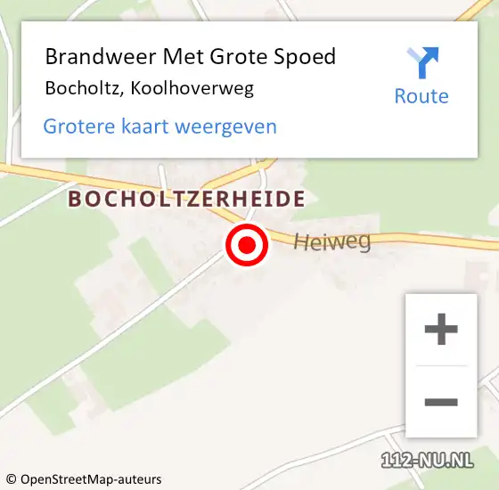 Locatie op kaart van de 112 melding: Brandweer Met Grote Spoed Naar Bocholtz, Koolhoverweg op 1 juni 2016 00:17