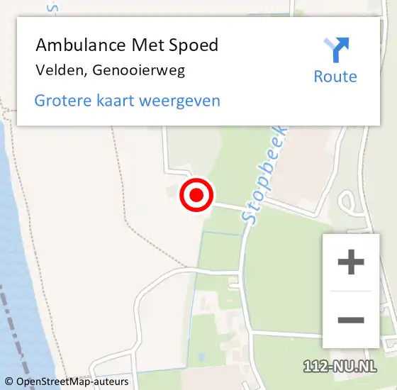 Locatie op kaart van de 112 melding: Ambulance Met Spoed Naar Velden, Genooierweg op 16 december 2013 19:49