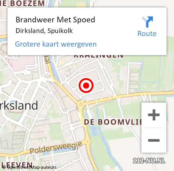 Locatie op kaart van de 112 melding: Brandweer Met Spoed Naar Dirksland, Spuikolk op 1 juni 2016 02:26