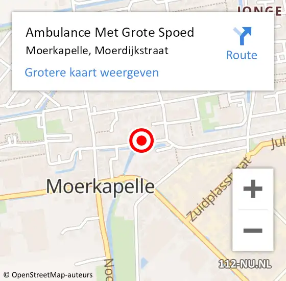Locatie op kaart van de 112 melding: Ambulance Met Grote Spoed Naar Moerkapelle, Moerdijkstraat op 16 december 2013 19:54