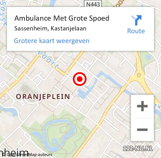 Locatie op kaart van de 112 melding: Ambulance Met Grote Spoed Naar Sassenheim, Kastanjelaan op 1 juni 2016 04:19