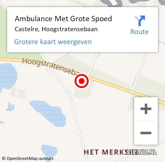 Locatie op kaart van de 112 melding: Ambulance Met Grote Spoed Naar Castelre, Hoogstratensebaan op 1 juni 2016 06:17