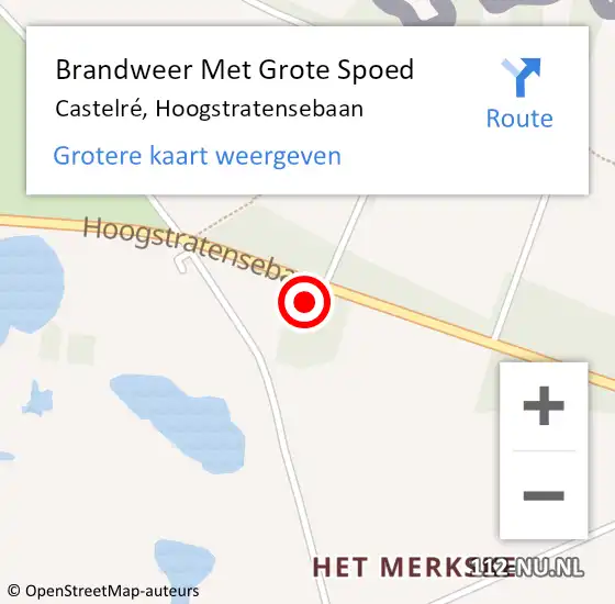 Locatie op kaart van de 112 melding: Brandweer Met Grote Spoed Naar Castelré, Hoogstratensebaan op 1 juni 2016 06:19