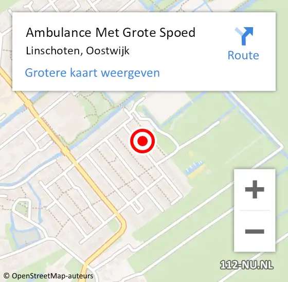 Locatie op kaart van de 112 melding: Ambulance Met Grote Spoed Naar Linschoten, Oostwijk op 16 december 2013 20:06