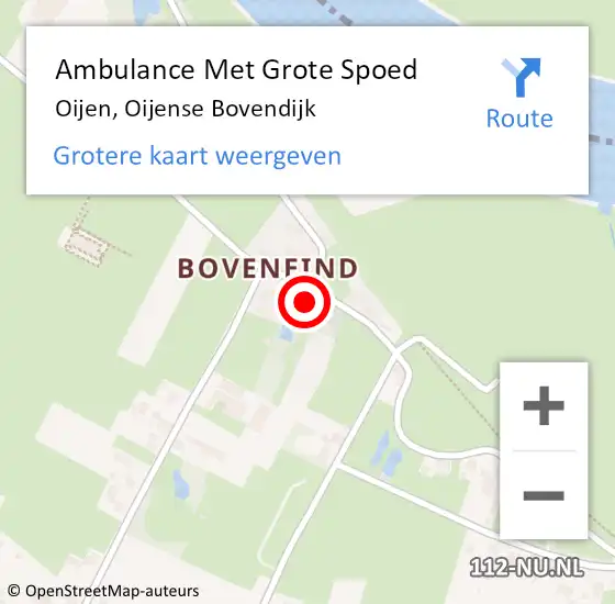 Locatie op kaart van de 112 melding: Ambulance Met Grote Spoed Naar Oijen, Oijense Bovendijk op 1 juni 2016 08:50