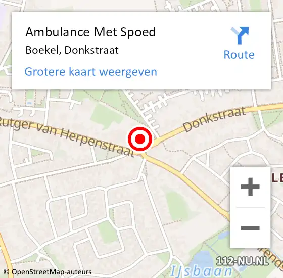 Locatie op kaart van de 112 melding: Ambulance Met Spoed Naar Boekel, Donkstraat op 1 juni 2016 11:01