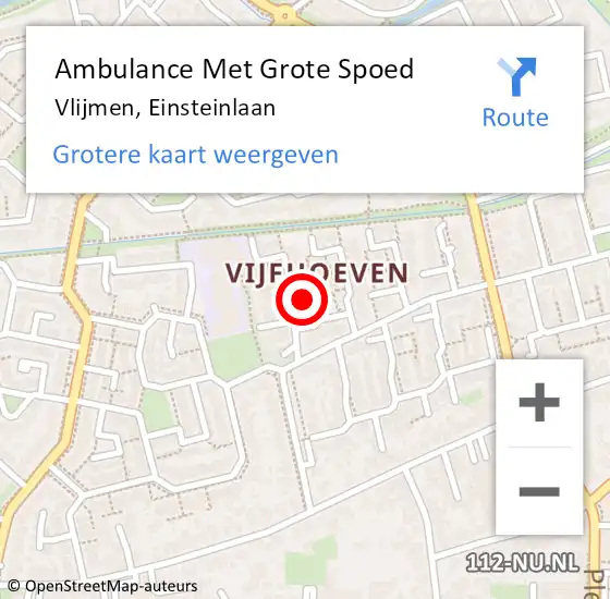 Locatie op kaart van de 112 melding: Ambulance Met Grote Spoed Naar Vlijmen, Einsteinlaan op 1 juni 2016 11:14