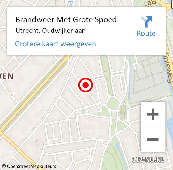 Locatie op kaart van de 112 melding: Brandweer Met Grote Spoed Naar Utrecht, Oudwijkerlaan op 1 juni 2016 12:25