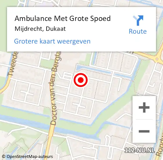 Locatie op kaart van de 112 melding: Ambulance Met Grote Spoed Naar Mijdrecht, Dukaat op 1 juni 2016 12:52