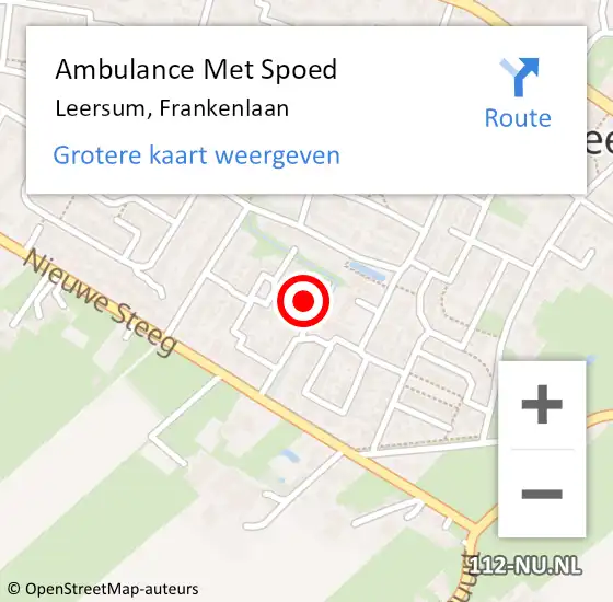 Locatie op kaart van de 112 melding: Ambulance Met Spoed Naar Leersum, Frankenlaan op 1 juni 2016 13:01