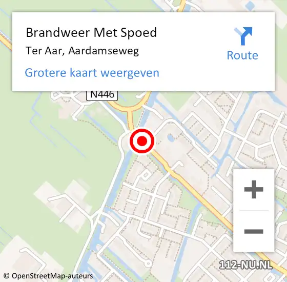 Locatie op kaart van de 112 melding: Brandweer Met Spoed Naar Ter Aar, Aardamseweg op 1 juni 2016 13:03