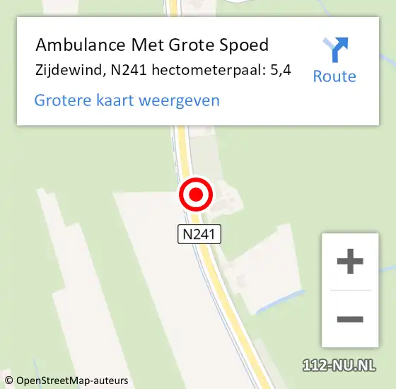 Locatie op kaart van de 112 melding: Ambulance Met Grote Spoed Naar Zijdewind, N241 hectometerpaal: 5,4 op 1 juni 2016 14:20