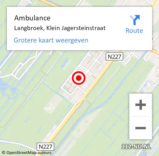 Locatie op kaart van de 112 melding: Ambulance Langbroek, Klein Jagersteinstraat op 1 juni 2016 14:34