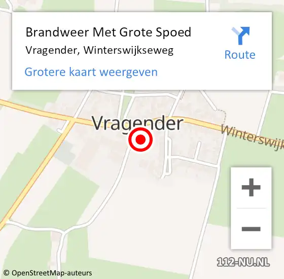 Locatie op kaart van de 112 melding: Brandweer Met Grote Spoed Naar Vragender, Winterswijkseweg op 1 juni 2016 14:35