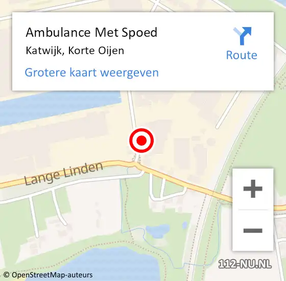 Locatie op kaart van de 112 melding: Ambulance Met Spoed Naar Katwijk, Korte Oijen op 1 juni 2016 14:47