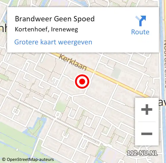 Locatie op kaart van de 112 melding: Brandweer Geen Spoed Naar Kortenhoef, Ireneweg op 16 december 2013 21:06